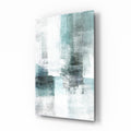 Teal White Minimalist Blocks Glass Wall Art