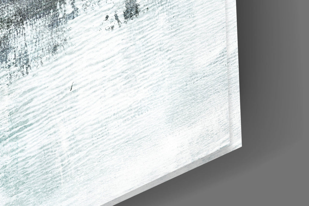 Teal White Minimalist Blocks Glass Wall Art