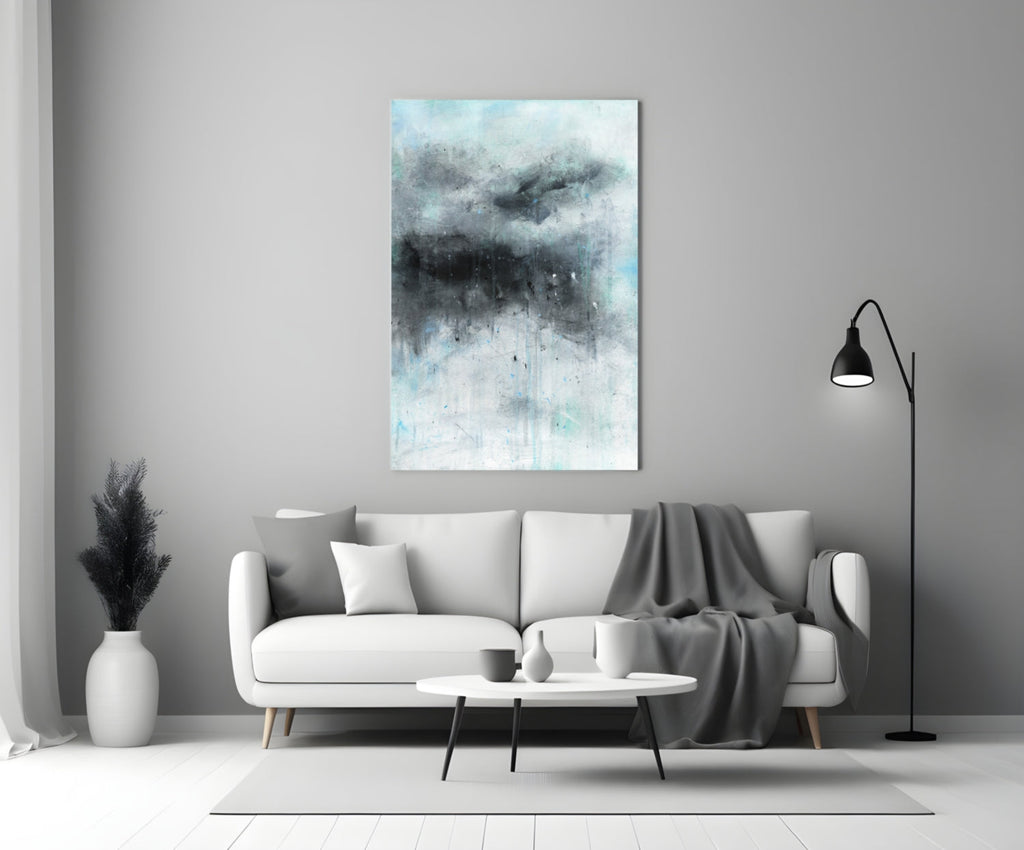 Stormy Cloud Icy Blue Glass Wall Art