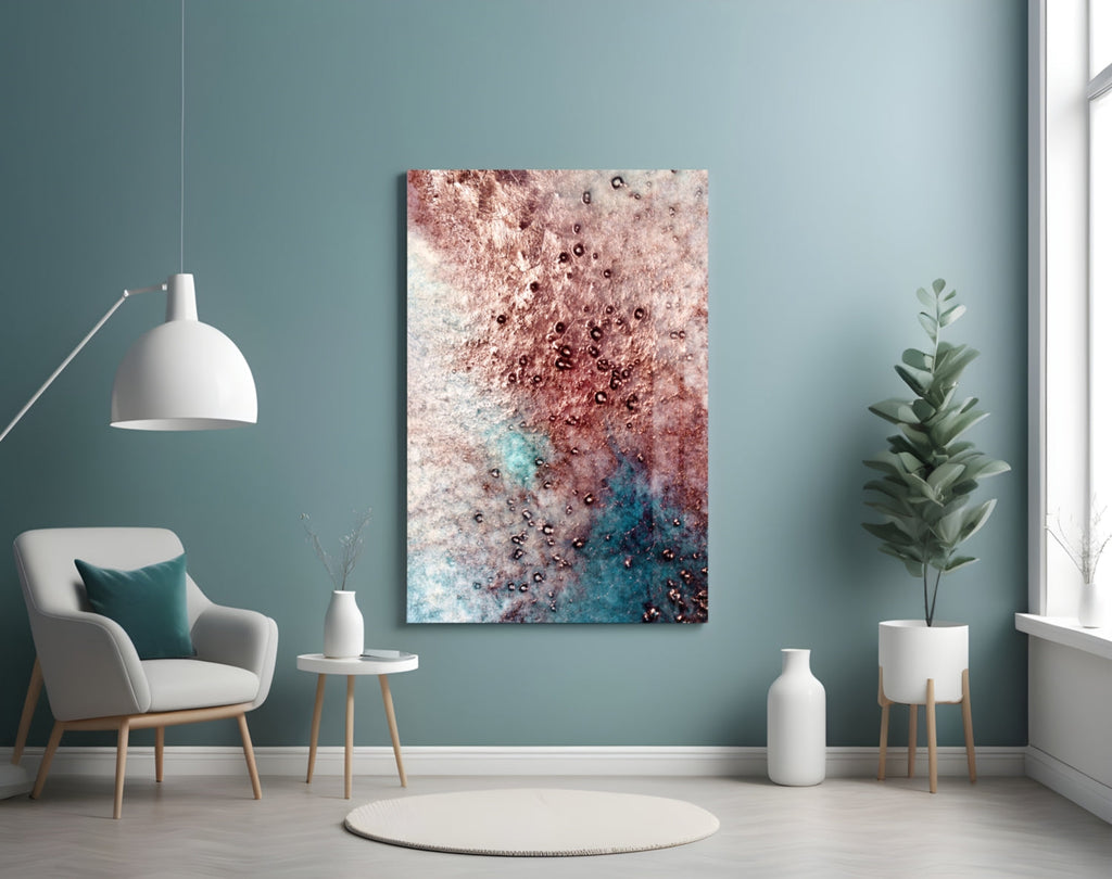Rose Teal Geode Bubble Glass Wall Art