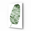 Green Watercolor Banana Leaf Glass Wall Art