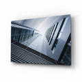 Blue Gray Skyscrapers Seen From Below Glass Wall Art