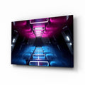 Pink Blue Neon Frame Tunnel Glass Wall Art