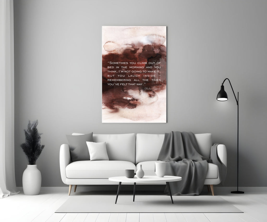 Burgundy Watercolor Morning Quote Glass Wall Art