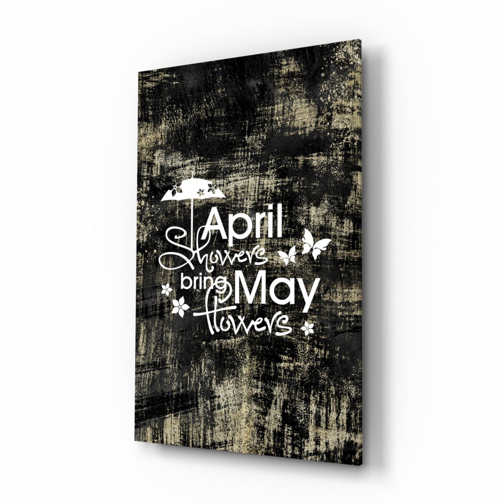 April Showers May Flowers Glass Wall Art