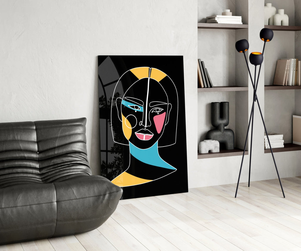 Bob Cut Colorful Face Glass Wall Art
