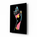 Raised Open Palm Line Art Hand Glass Wall Art