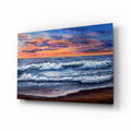 Sunset Surf Seascape Glass Wall Art