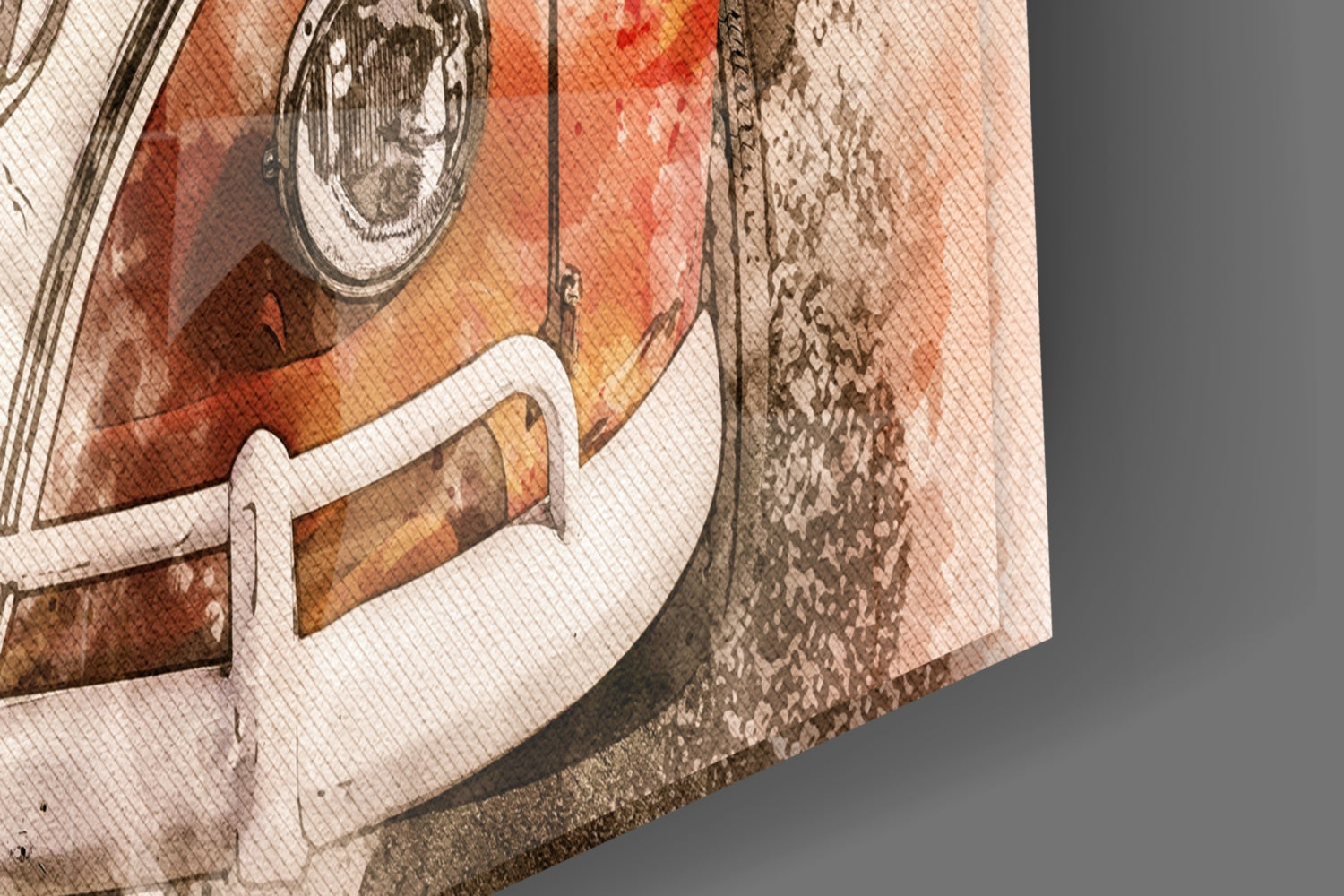Watercolor Vintage Camper Vans Glass Wall Art