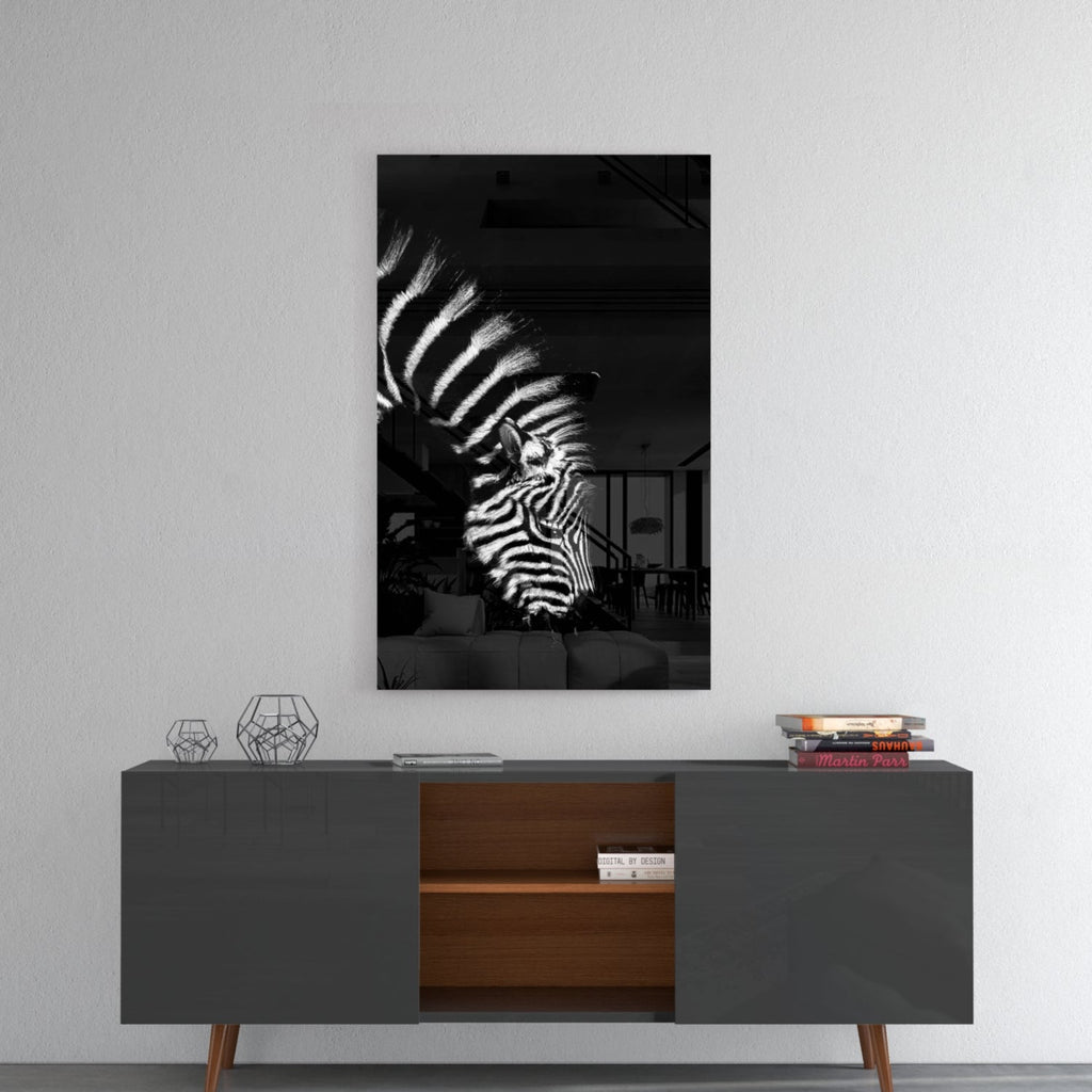 Bowed Head Zebra Glass Wall Art