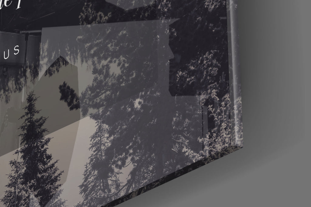 Confine Yourself Quote Misty Forest Lake Glass Wall Art