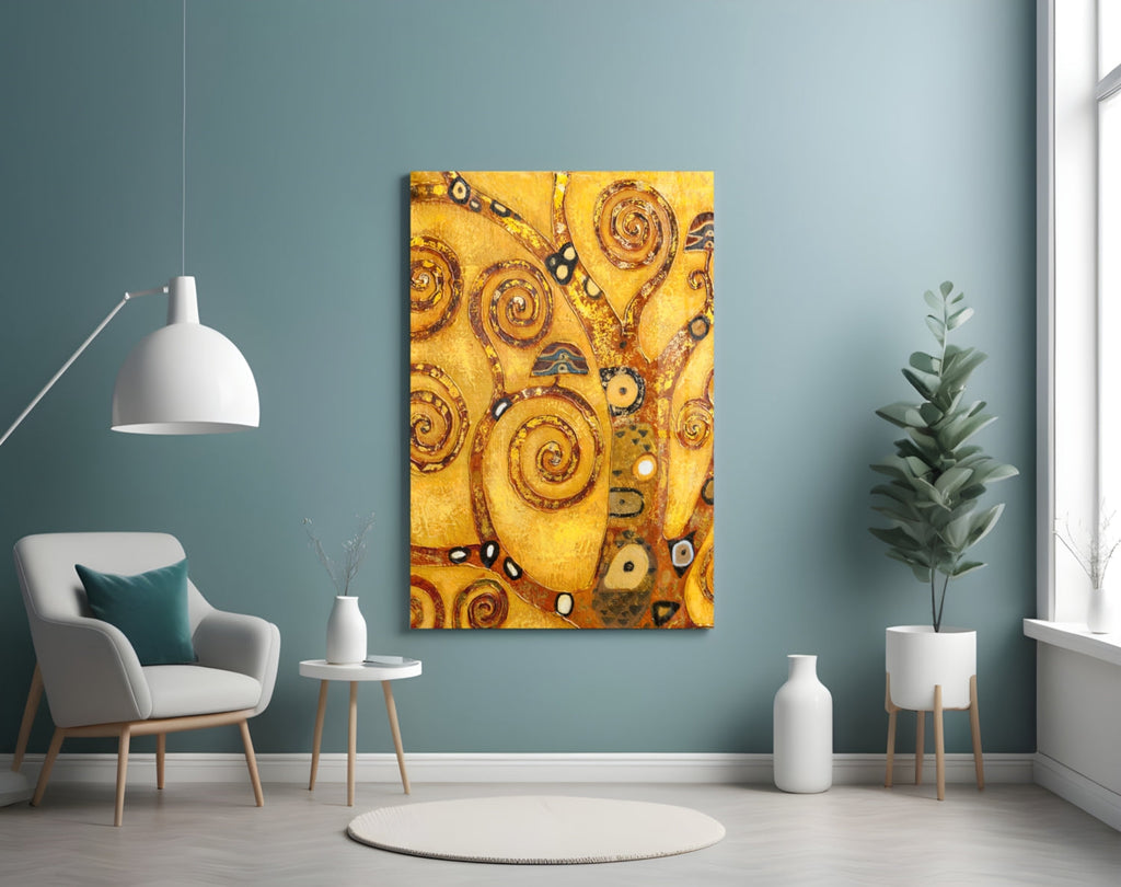 Amber Swirl Mosaic Tree of Life Glass Wall Art