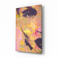 Pink Yellow Grunge Face Glass Wall Art