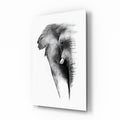 Faded Grayscale Elephant Sketch Glass Wall Art