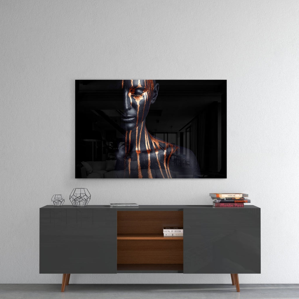 Bronze Drip Bare Shoulder Glass Wall Art