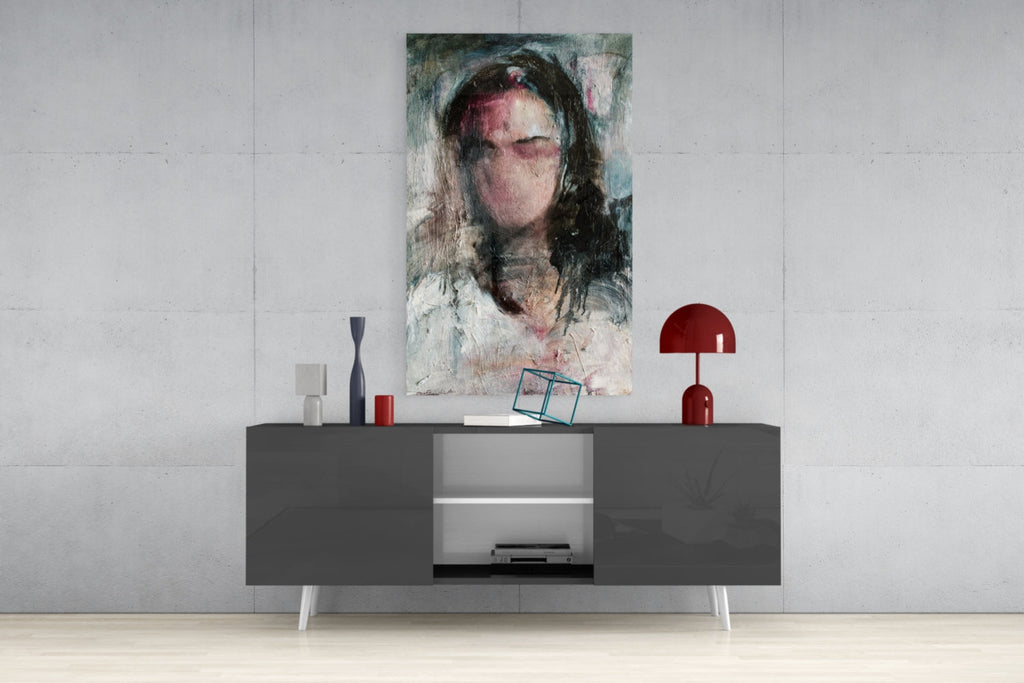 Ghostly Muted Portrait Glass Wall Art