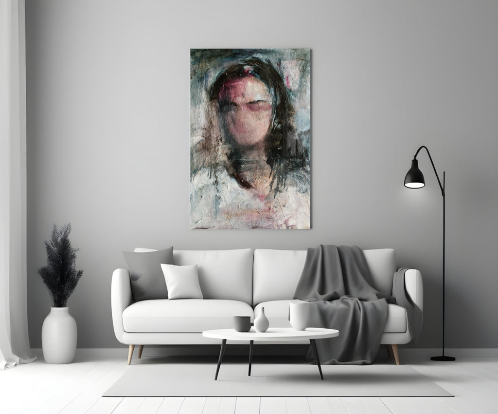 Ghostly Muted Portrait Glass Wall Art