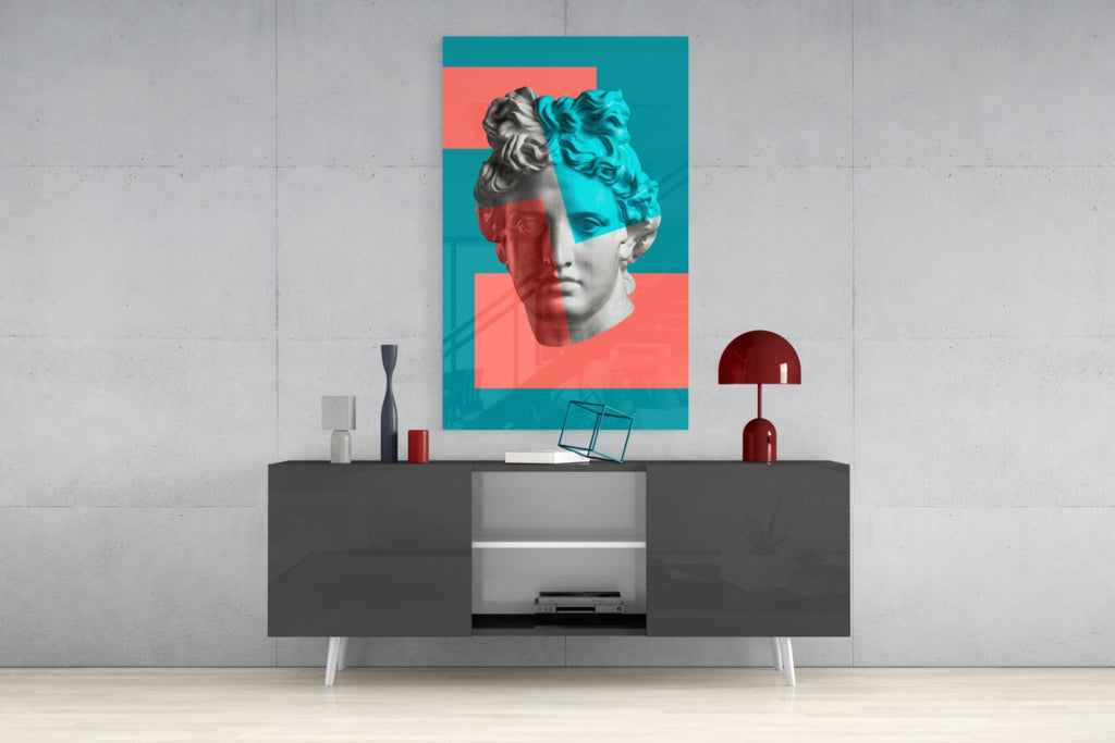 Coral Teal Split Apollo Glass Wall Art