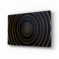 Gold Dotted Concentric Circles Glass Wall Art