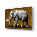 Grayscale Elephant Golden Backdrop Glass Wall Art