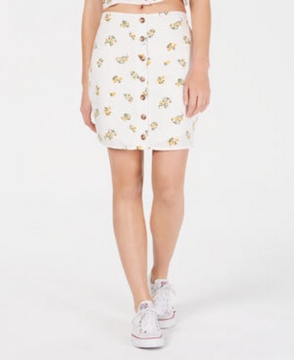 Polly & Esther Juniors Button-Front Skirt ,Size Medium