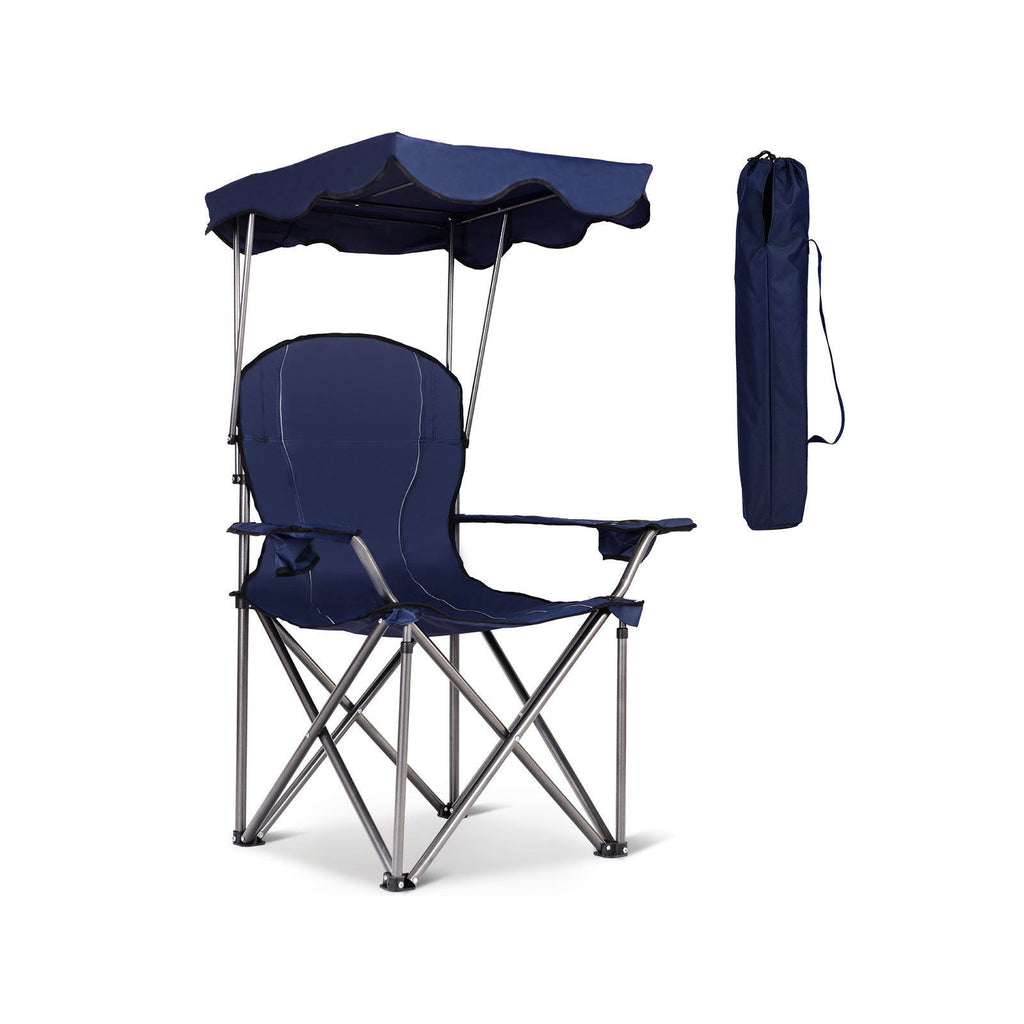 Portable Folding Beach Canopy Chair with Cup Holders