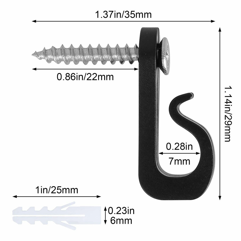 Q Hanger 36Pcs Outdoor String Light Hooks Black Weatherproof Screw-in