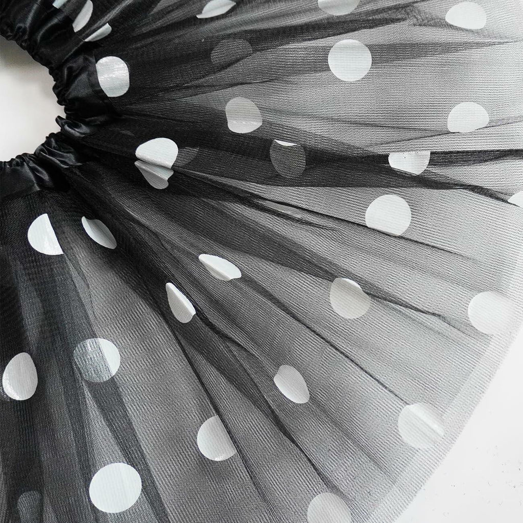 Polka Dot Tutu Skirt Ballet Dress White Size L