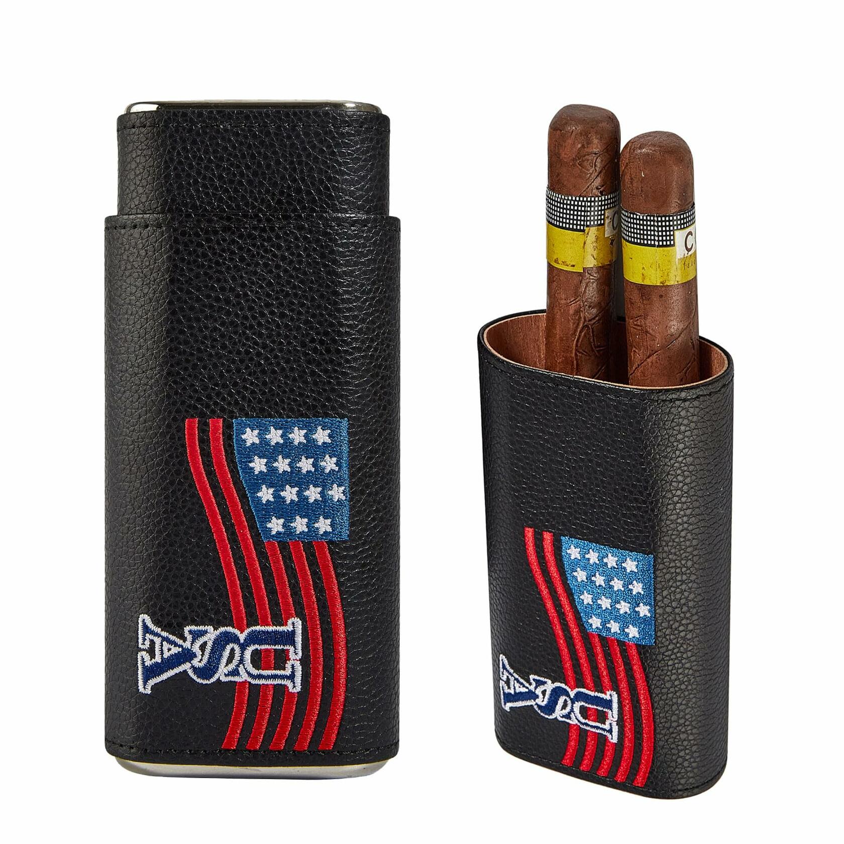 WANTHER Leather Cigar Case Travel Humidor Kit Cedar-Lined Accessories