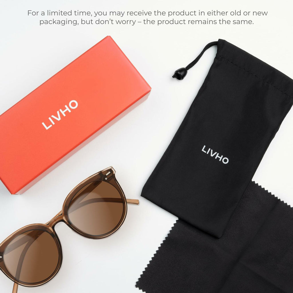 livho Polarized Retro Round Sunglasses Women Dark Tortoise/Brown Size Medium