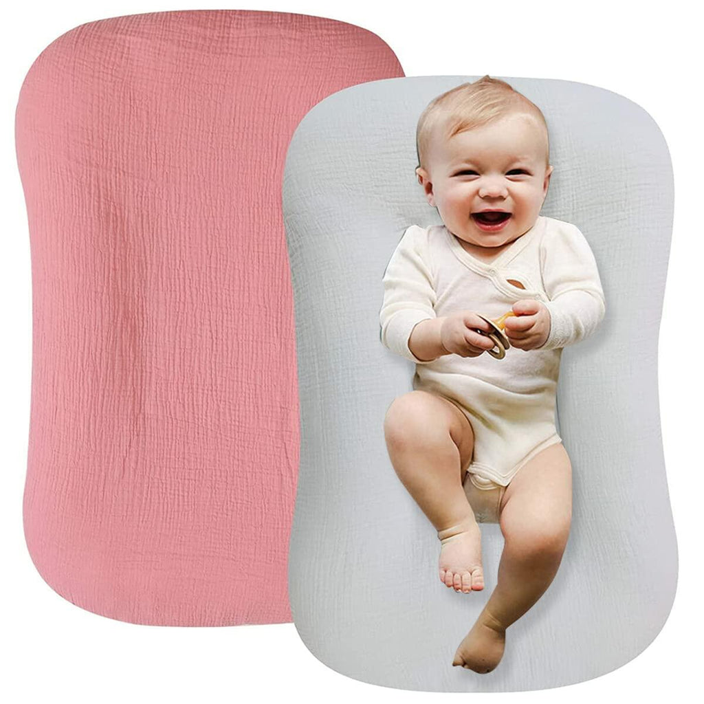 YCHWFF Muslin Baby Lounger Cover 2 Pack Organic Cotton Removable Slipcover