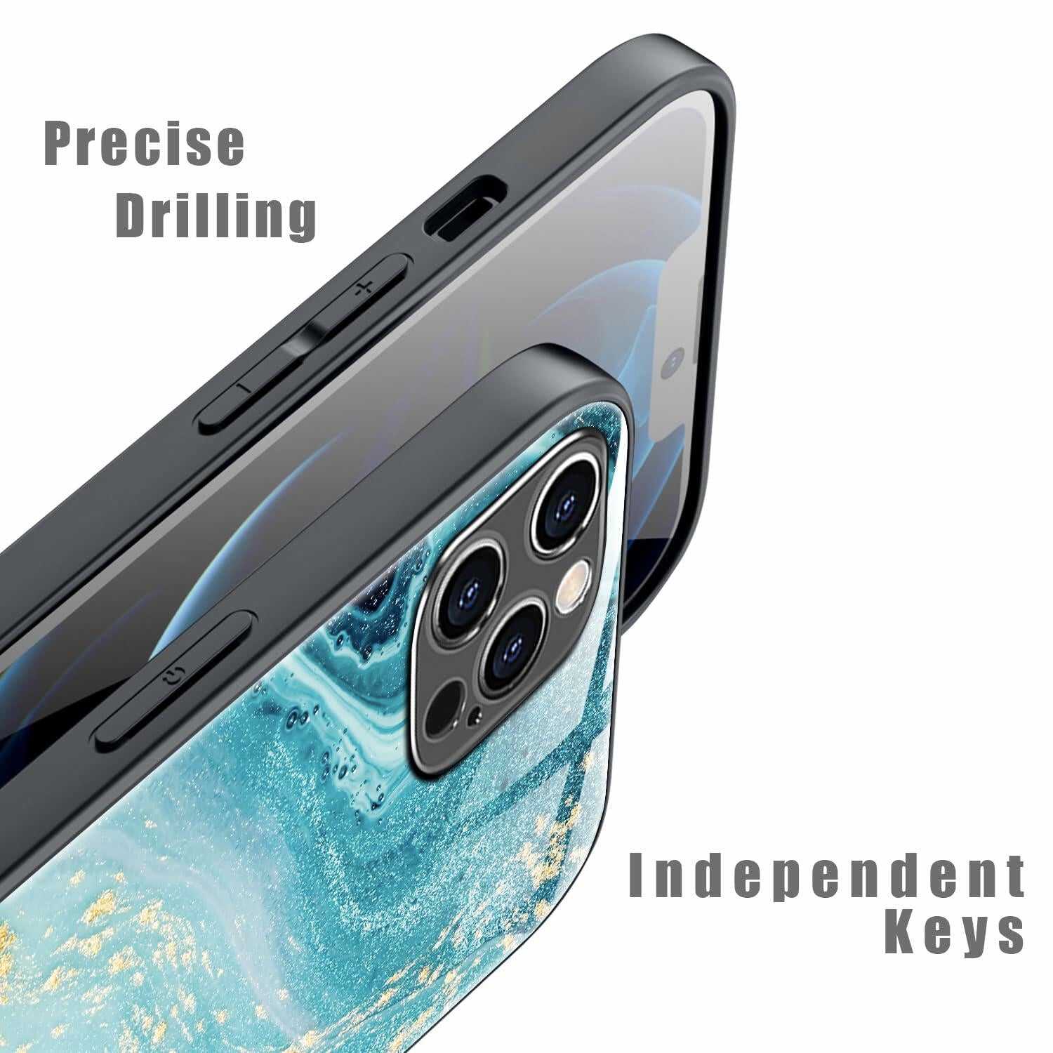 Tabavsit iPhone 15 Pro Max Case Blue Marble Shockproof Protective Cover