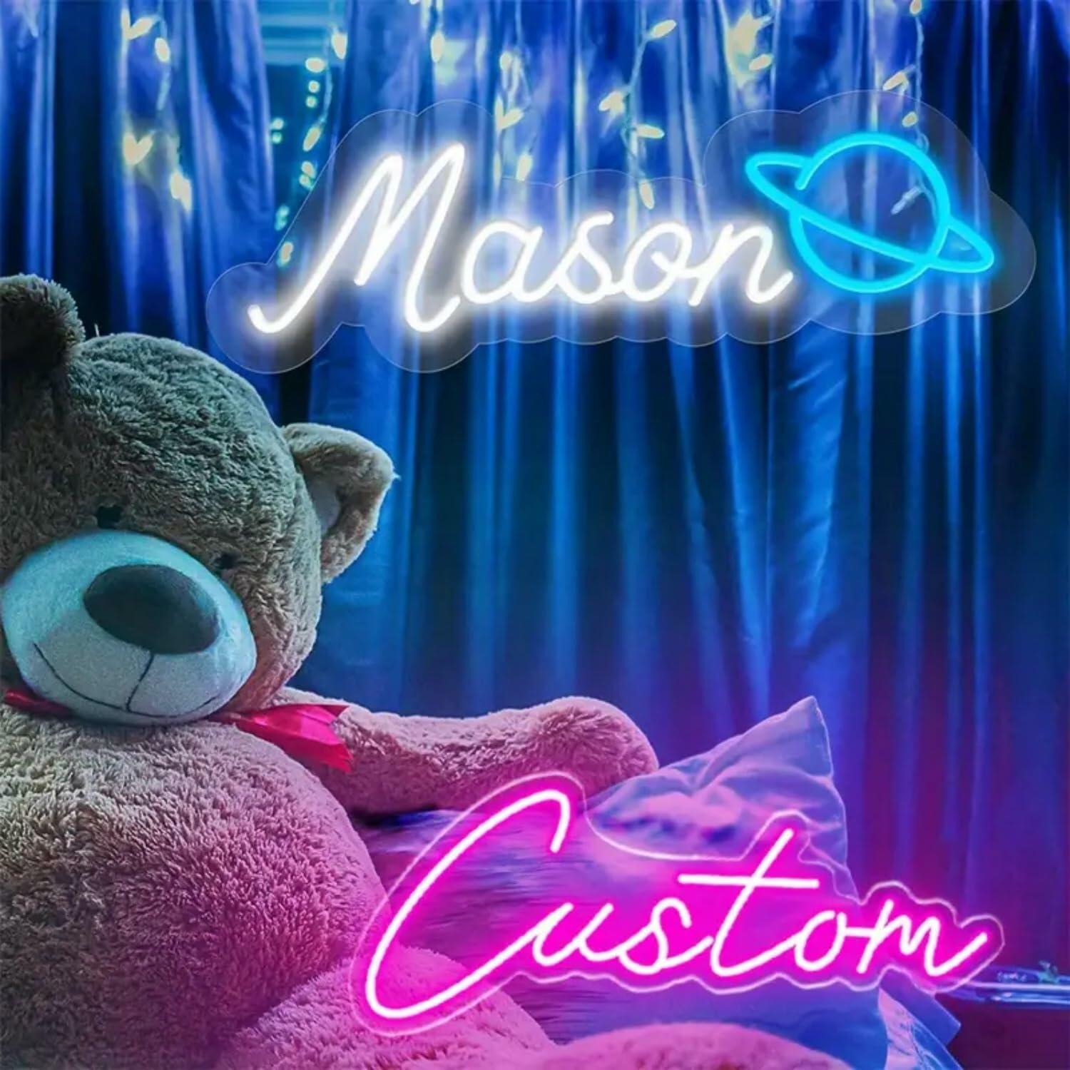 Neon Sign LED Wall Decor Pink Blue USB Powered Dimmable Light