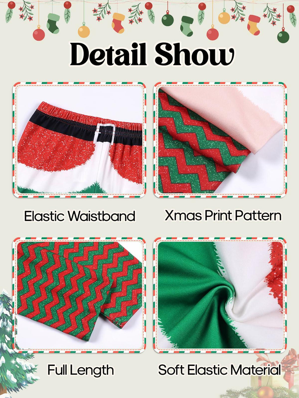 Patgoal Girls Christmas Ugly Print Leggings High Waist Full Length Size 11-12