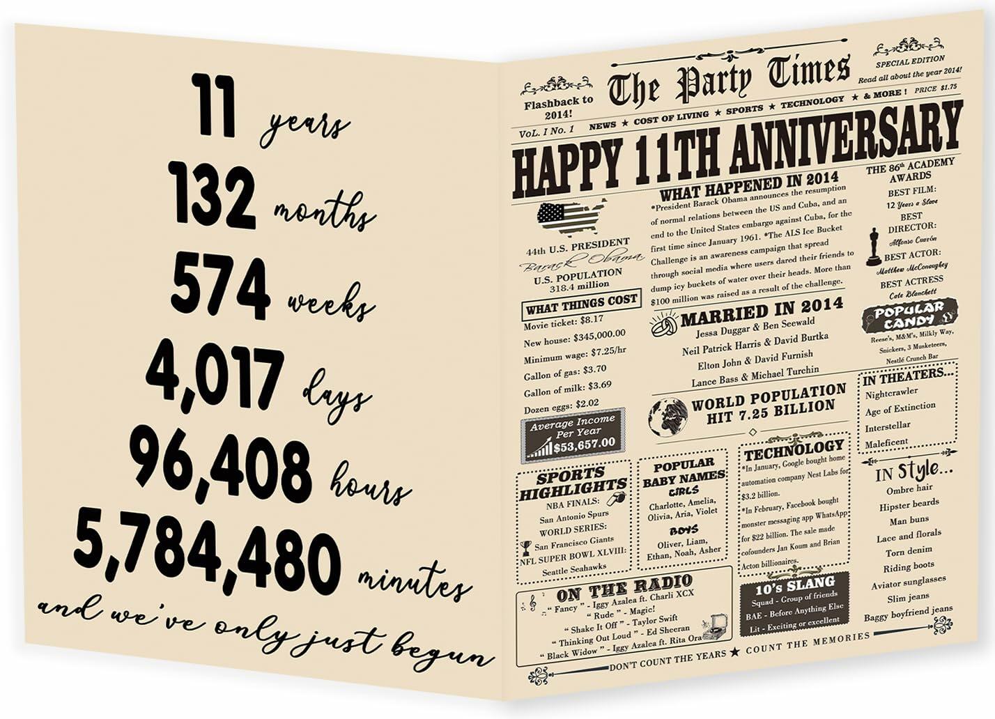YiKaLus 11th Anniversary Steel Gift Card Romantic Wedding Gift for Him Her