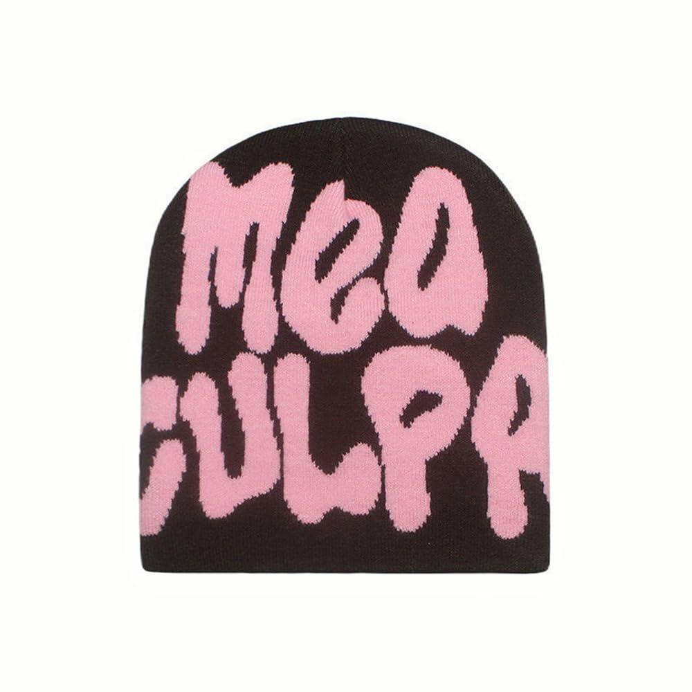 YUERFEILA Women Graphic Skull Beanie Warm Winter Hat Acrylic Spider-White&Black