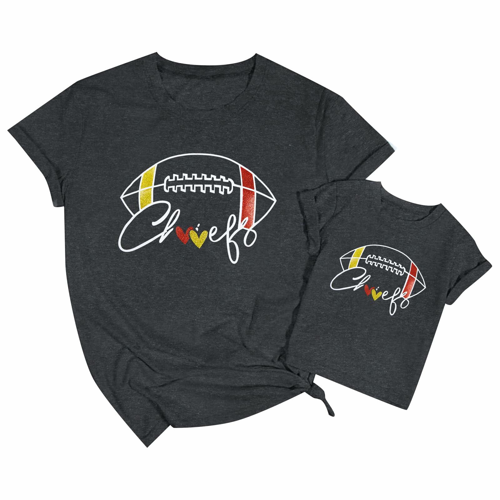 Game Day Family Matching Funny Football Graphic T-Shirt Chinese Size 150