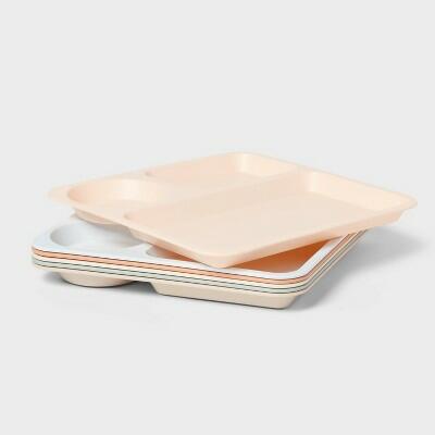 Pillowfort Kids 6pc 9.5" Plastic Square Divided Plate Microwave Dishwasher Safe