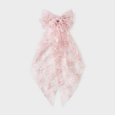 Wild Fable Floral Lace Bow Hair Barrette Pink Polyester Iron Clip