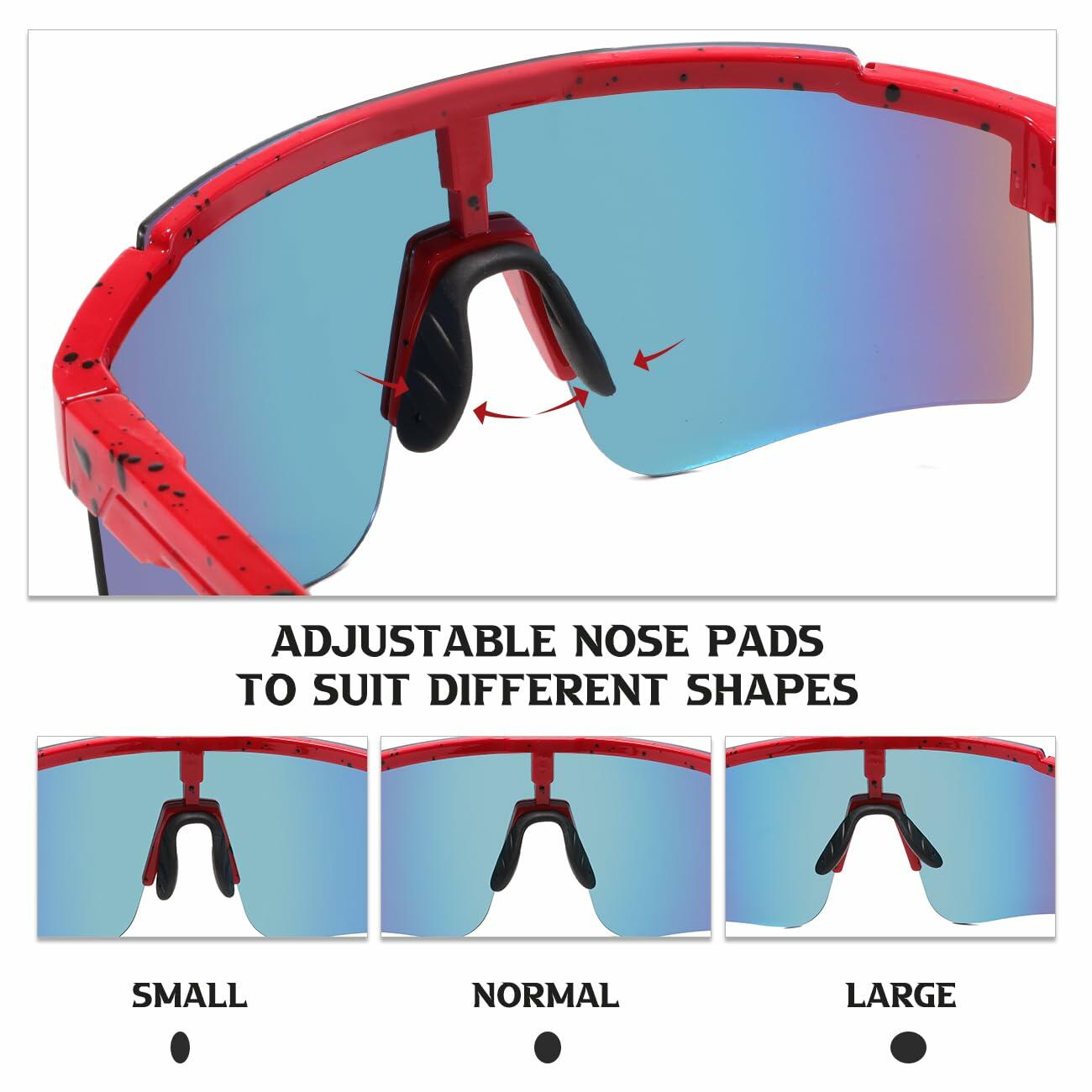 NICBOOY Sports Fan Oversized Sunglasses UV400 Adjustable Temple Unisex