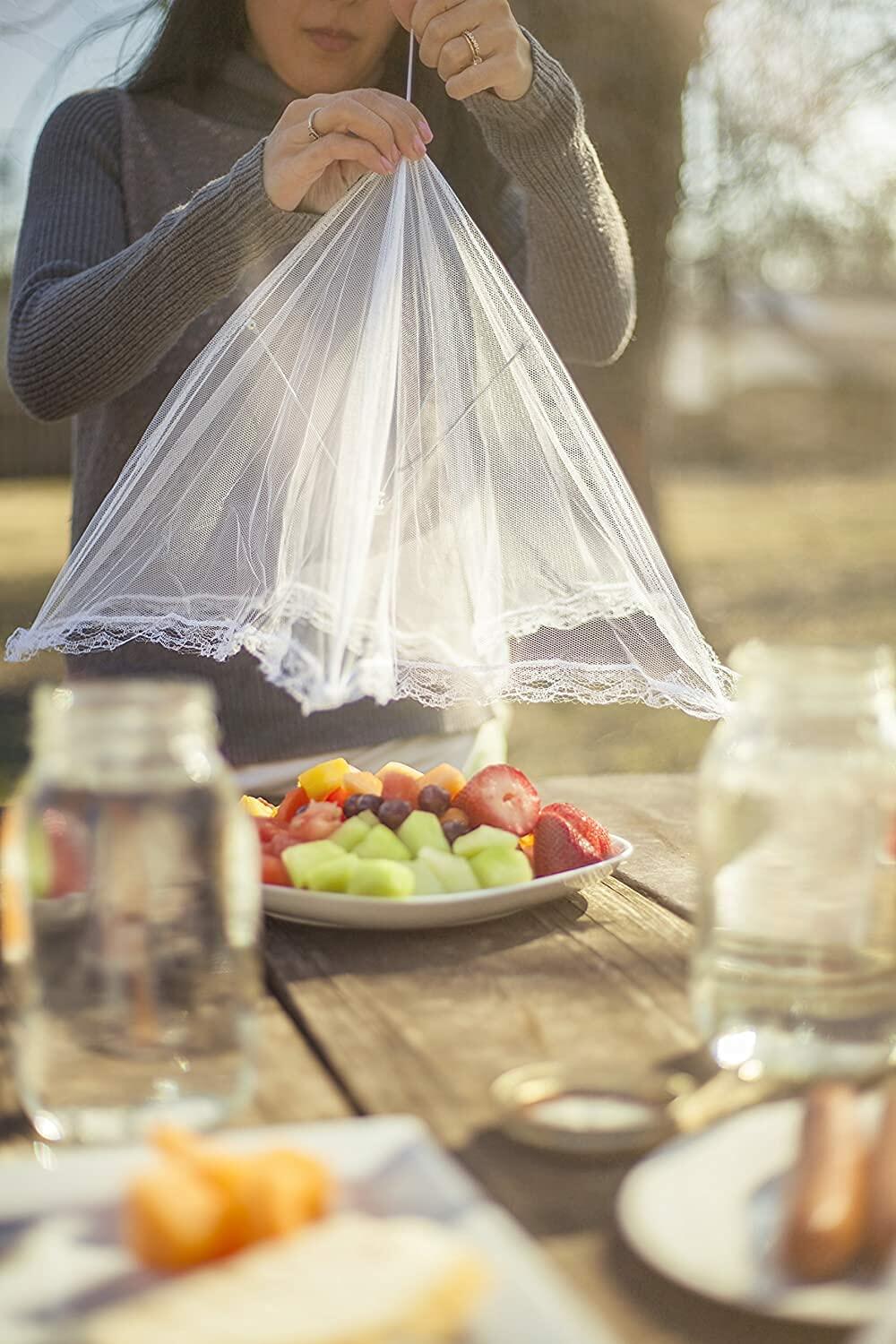 Alysontech Mesh Outdoor Food Cover Tents 6 Pack White Collapsible Pop Up