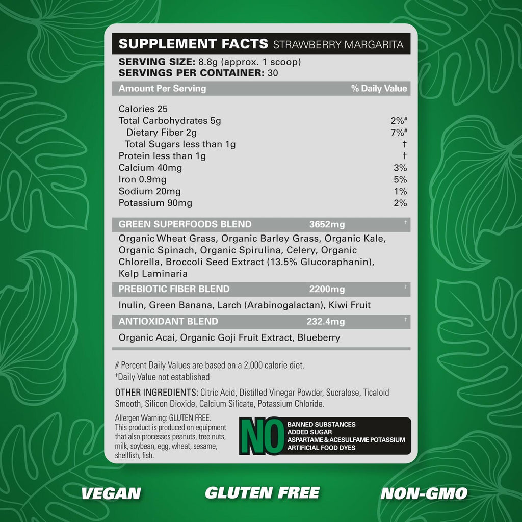 BestBy10/25 EHP Labs OxyGreens Super Greens Powder 30 Serve Strawberry Margarita