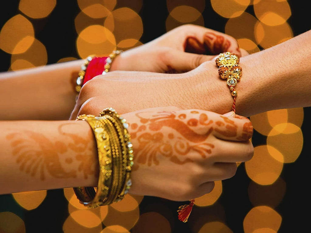 Rakhi for Brother Four Stone Rakhi Red Raksha Bandhan Rakhi for Bhabhi