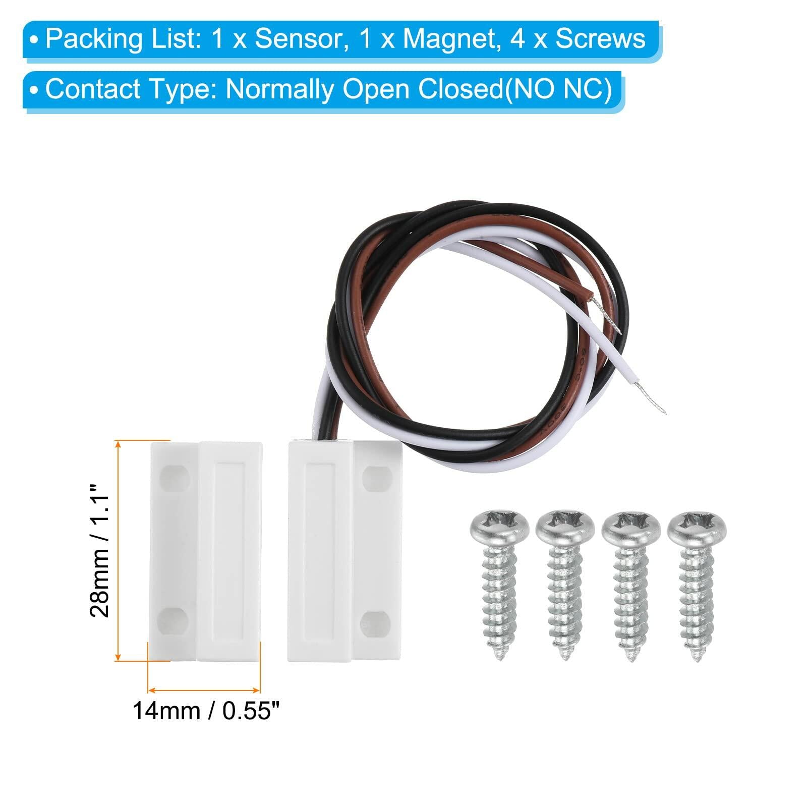 PATIKIL Magnetic Reed Switch Wired Surface-Mounted Door Window Contact White