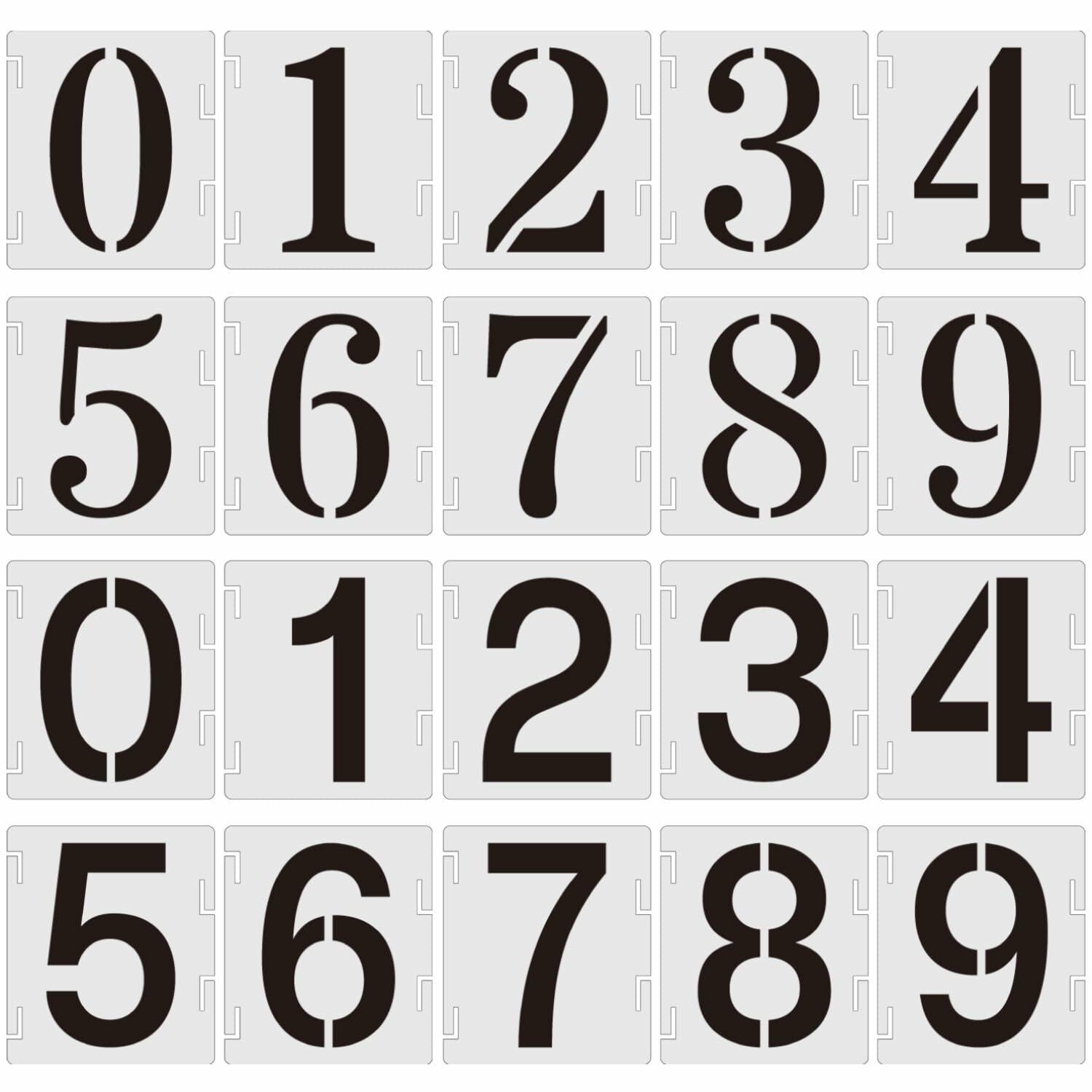 Duozea 4 Inch Number Stencils Set Plastic Reusable Templates for Painting
