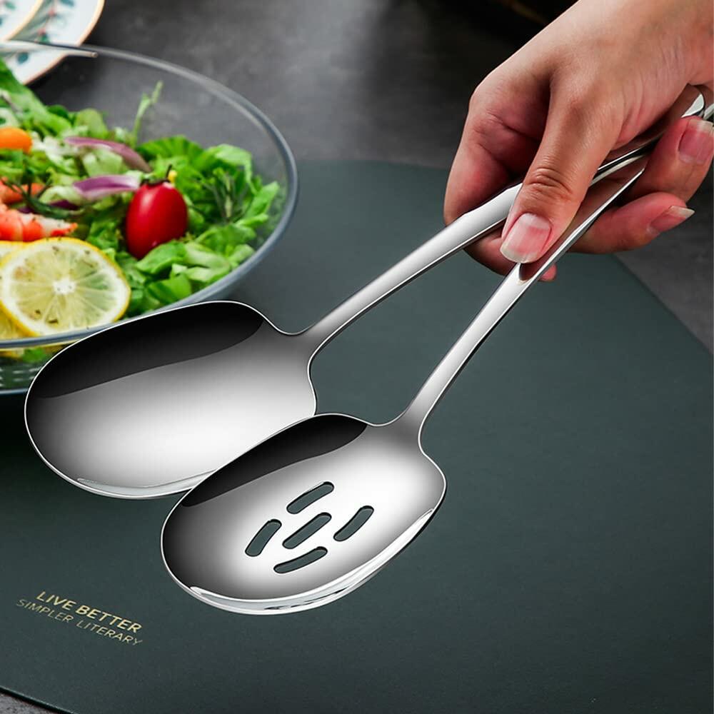 SIAIQIANG 18/8 Stainless Steel Serving Spoons Set 9.8in Silver 2pc