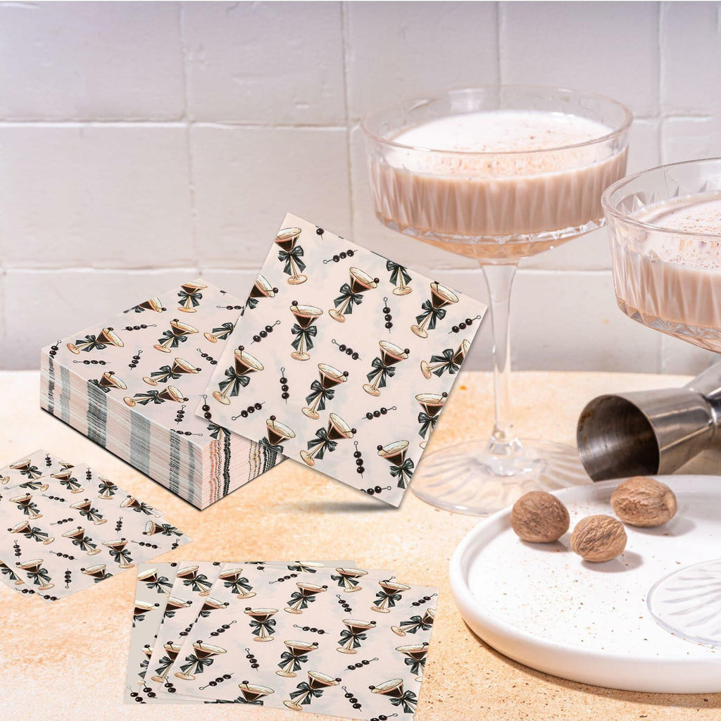 CHUNNIN Espresso Martini Napkins 50 PCS Brown Pink Disposable Paper Party