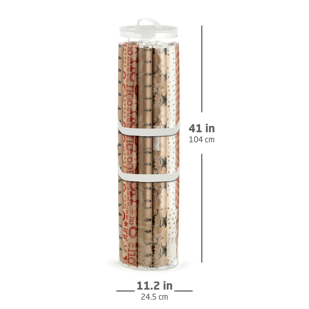 ZOBER Wrapping Paper Organizer 40in Waterproof Storage Holds 25 Rolls White