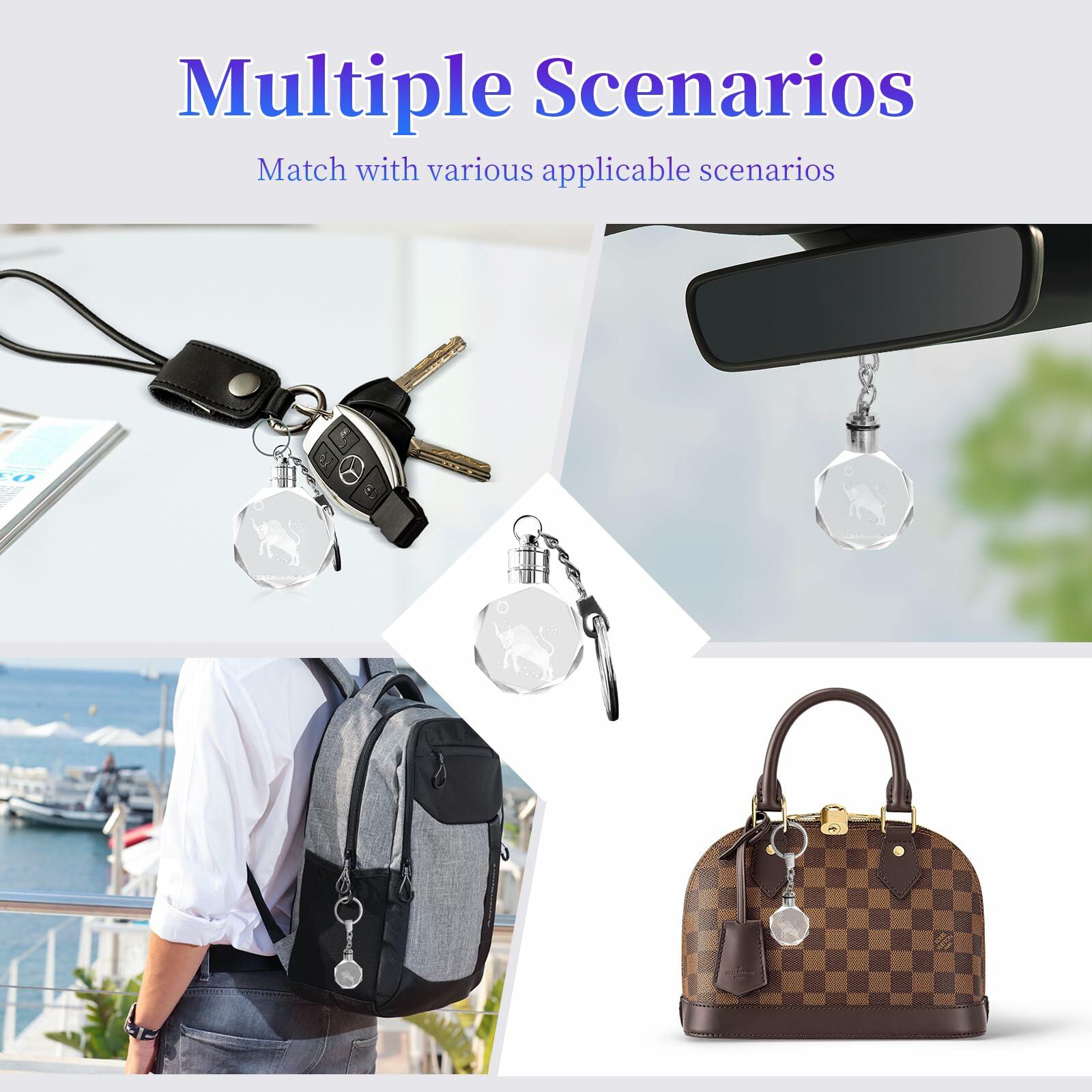 Artmosphere Taurus Zodiac Crystal LED Keychain Color Changing Transparent