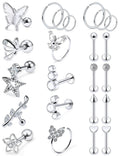 Oufksiyy 16G Surgical Steel Purple Rainbow Tragus Piercing Jewelry